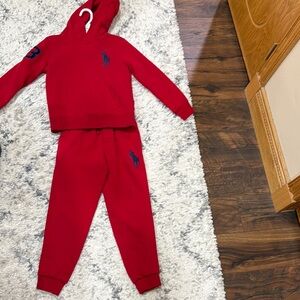 Polo by Ralph Lauren Red Kids Hoodie and Joggers Set